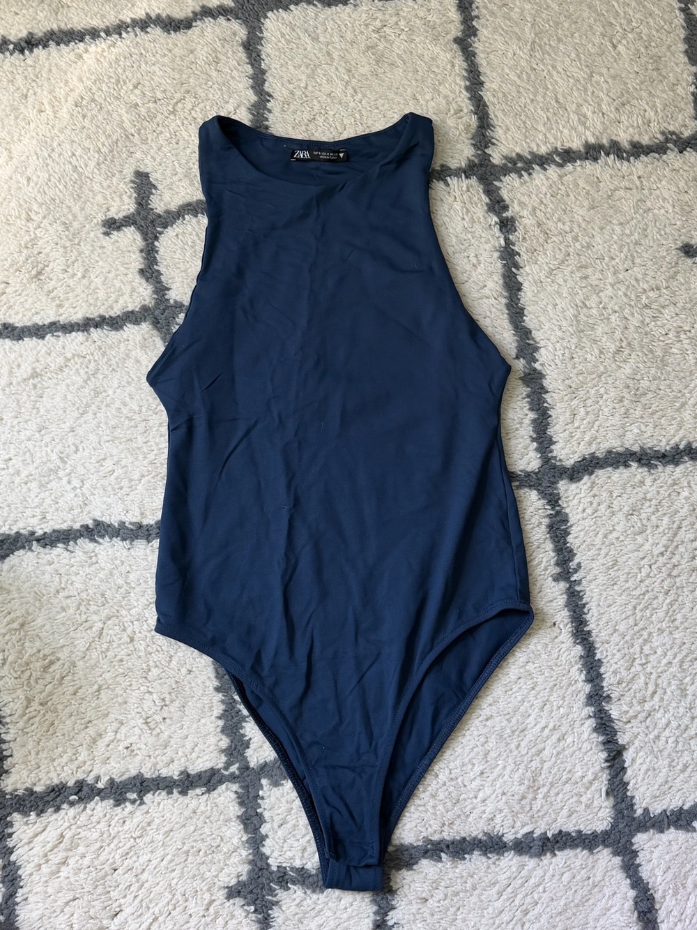 ZARA Navy High-Neck bodysuit